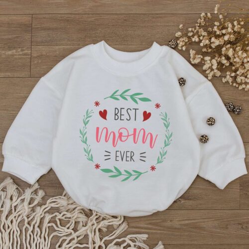 Best Mom Ever Baby Romper Happy Mother's Day Bodysuit Floral Newborn Outfit I Love Mom Gift image 0