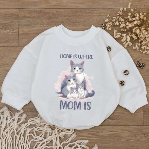 Home Is Where Mom Is Baby Romper Mother's Day Bodysuit Newborn Girl Outfit I Love Mom Gift image 0