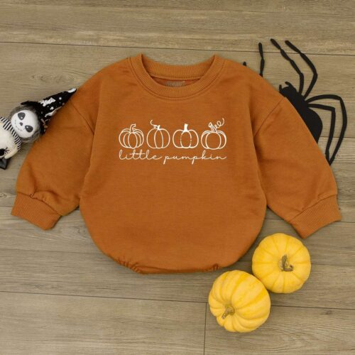 Little Pumpkin Baby Romper Fall Baby Bodysuit Cute Autumn Baby Gift Pumpkin Outfit image 0