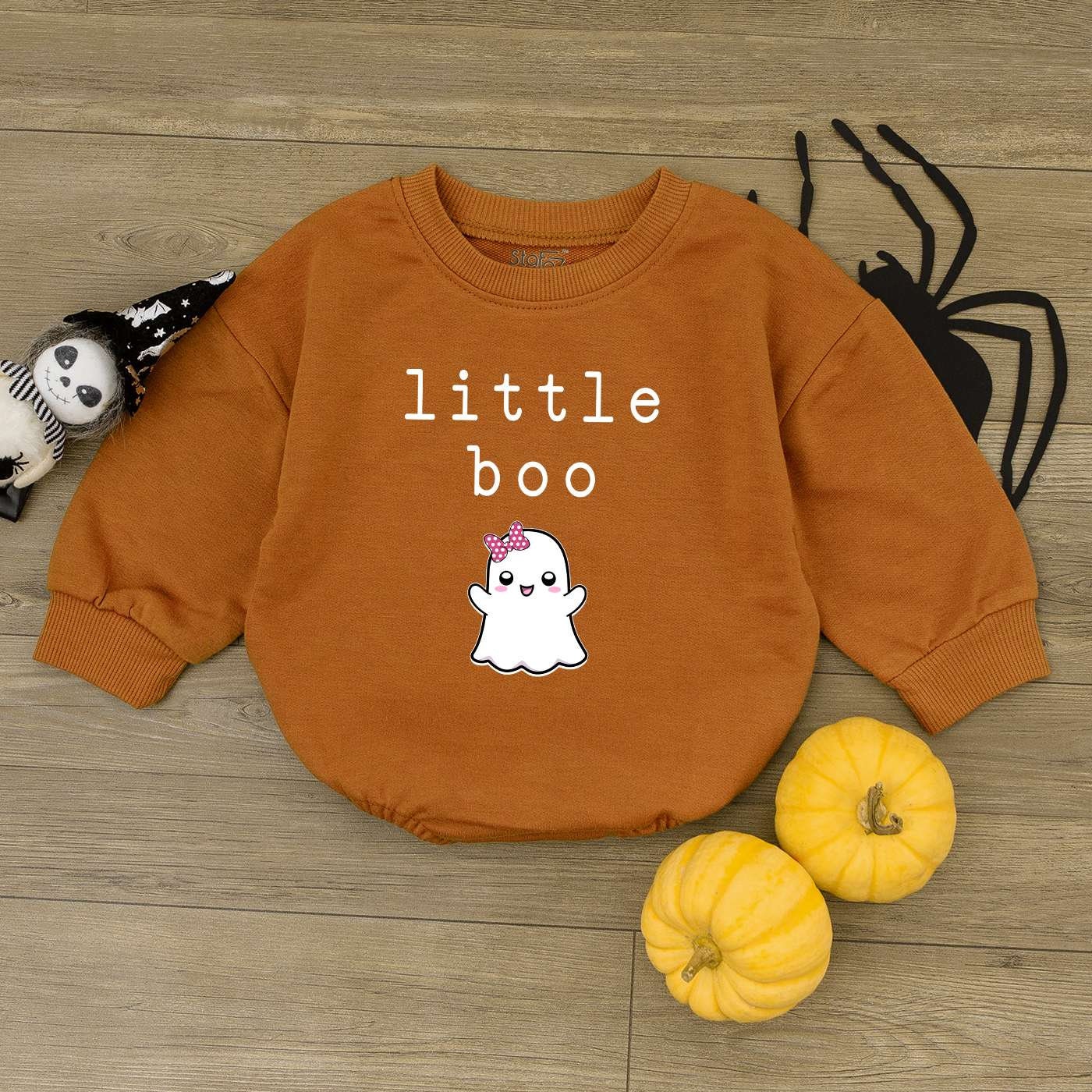 Halloween Baby Romper Little Boo Baby Bodysuit Fall Pumpkin Newborn Outfit Baby Boy Clothes image 1