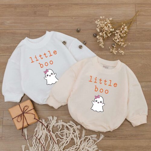 Halloween Baby Romper Little Boo Baby Bodysuit Fall Pumpkin Newborn Outfit Baby Boy Clothes image 0