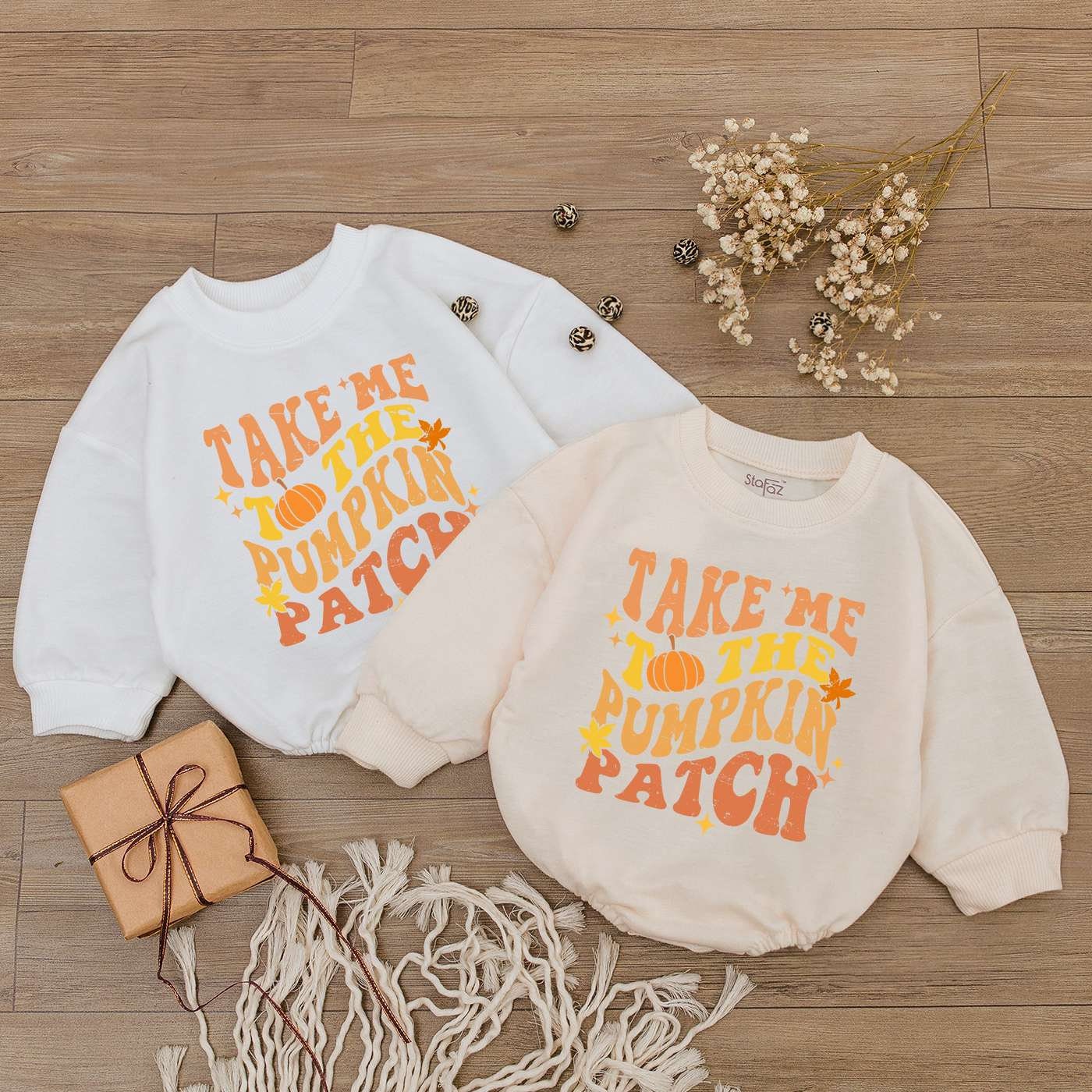 Take Me To The Pumpkin Patch Baby Romper Fall Newborn Outfit 1st Thanksgiving Gift image 1