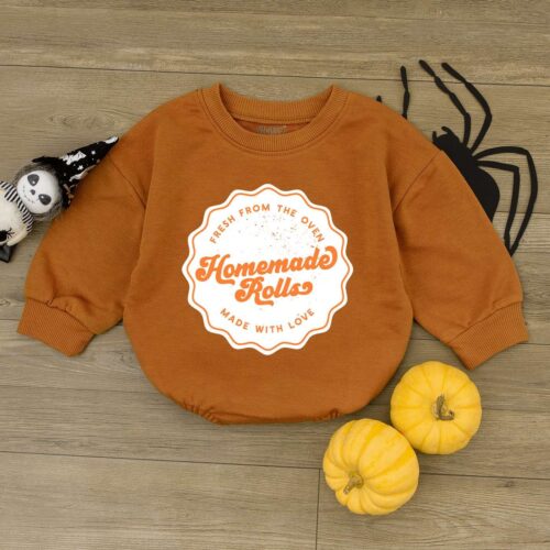 Retro Natural Baby Romper Funny Fall Thanksgiving Bodysuit Autumn Toddler Sweater image 0