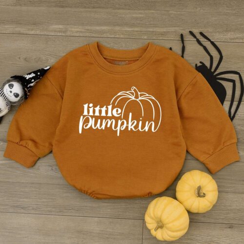 Little Pumpkin Baby Bubble Romper Personalized 1st Bodysuit Cute Newborn Outfit image 0