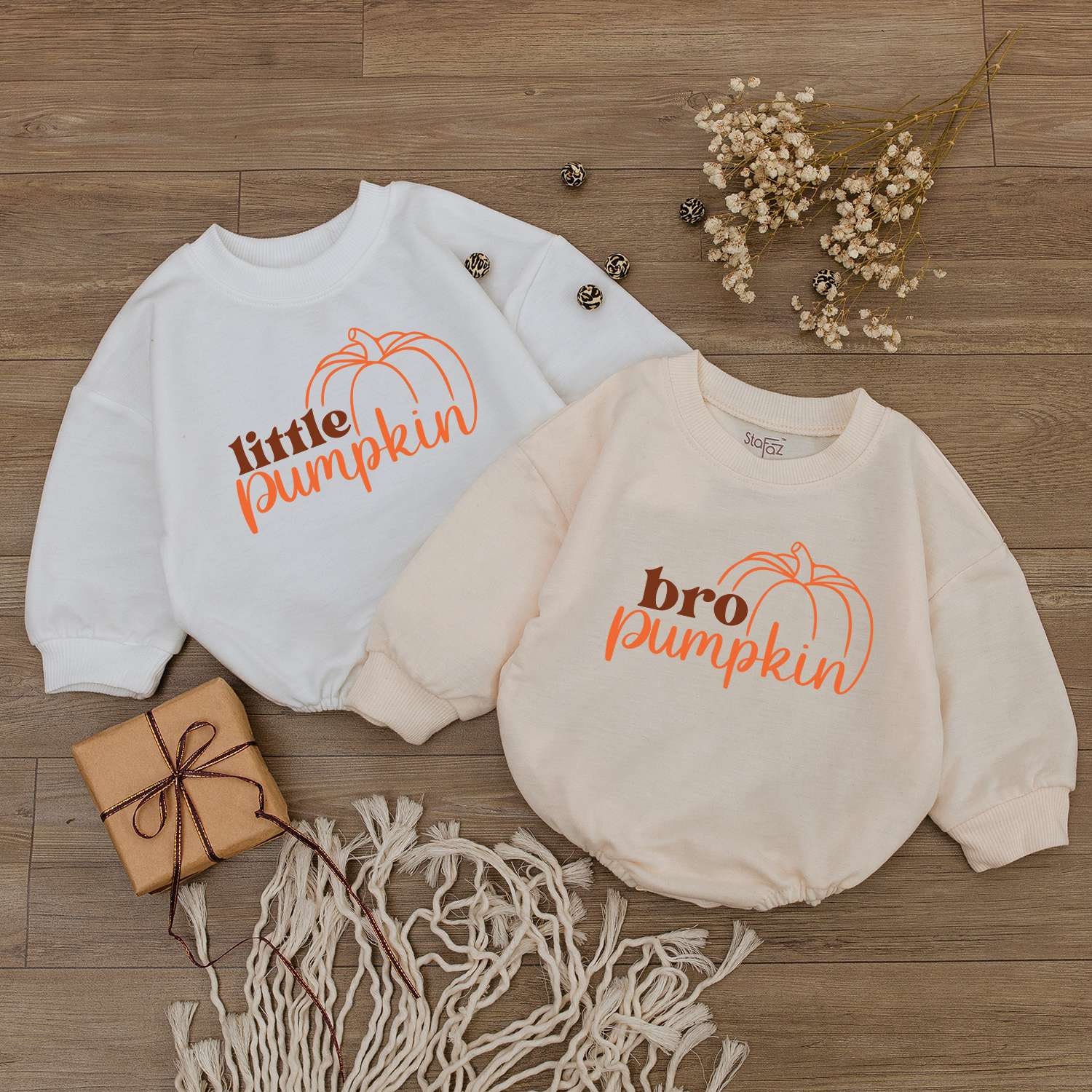 Little Pumpkin Baby Bubble Romper Personalized 1st Bodysuit Cute Newborn Outfit image 1