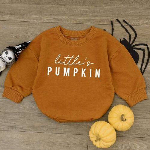 Little Pumpkin Baby Bubble Romper Personalized 1st Bodysuit Custom Mama Pumpkins Kids Clothes Newborn Outfit image 0