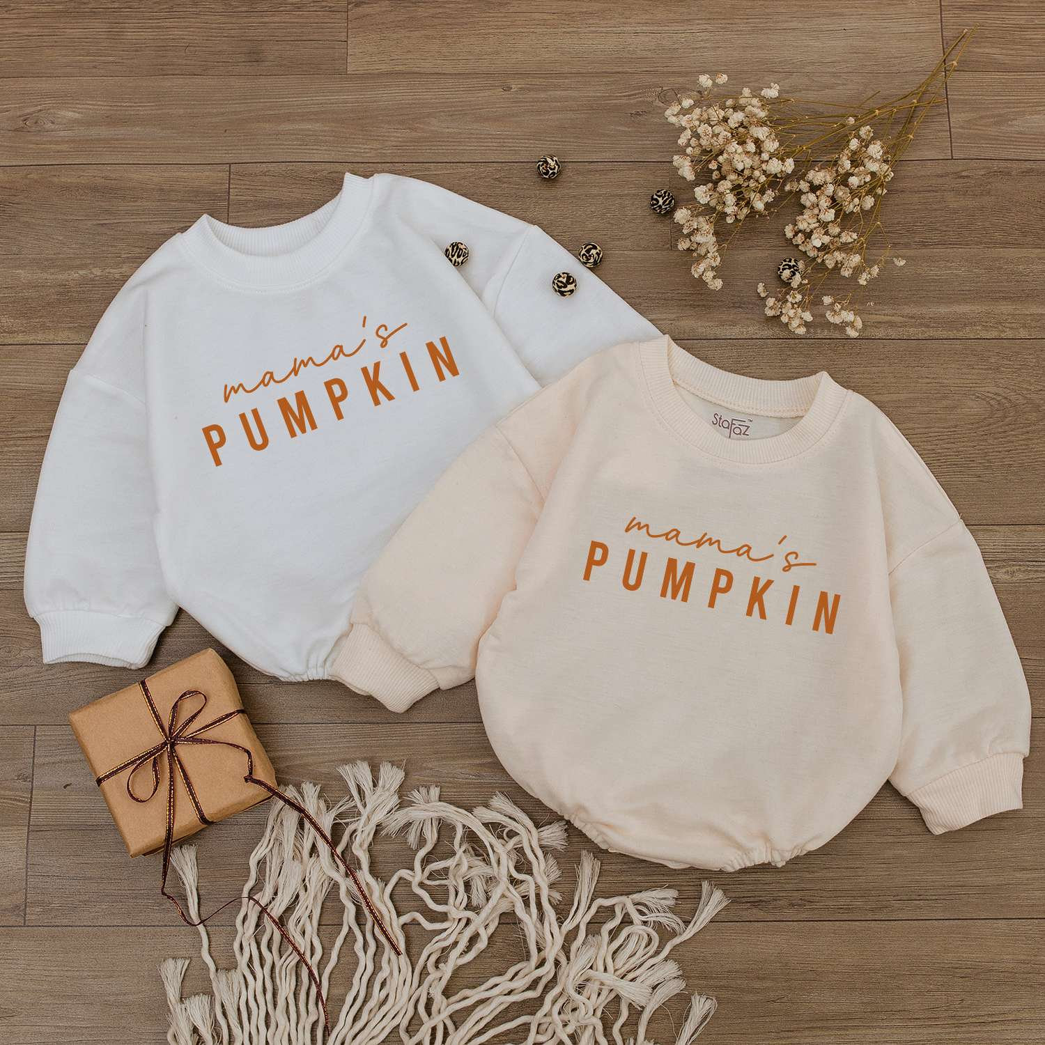 Mama's Pumpkin Baby Bubble Romper Personalized Newborn Outfit Cute 1st Baby Bodysuit image 1