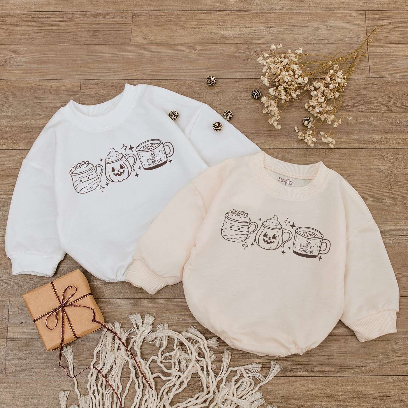 Cute Coffee Halloween Baby Bodysuit Fall Newborn Outfit Spooky Kids Sweatshirt image 1