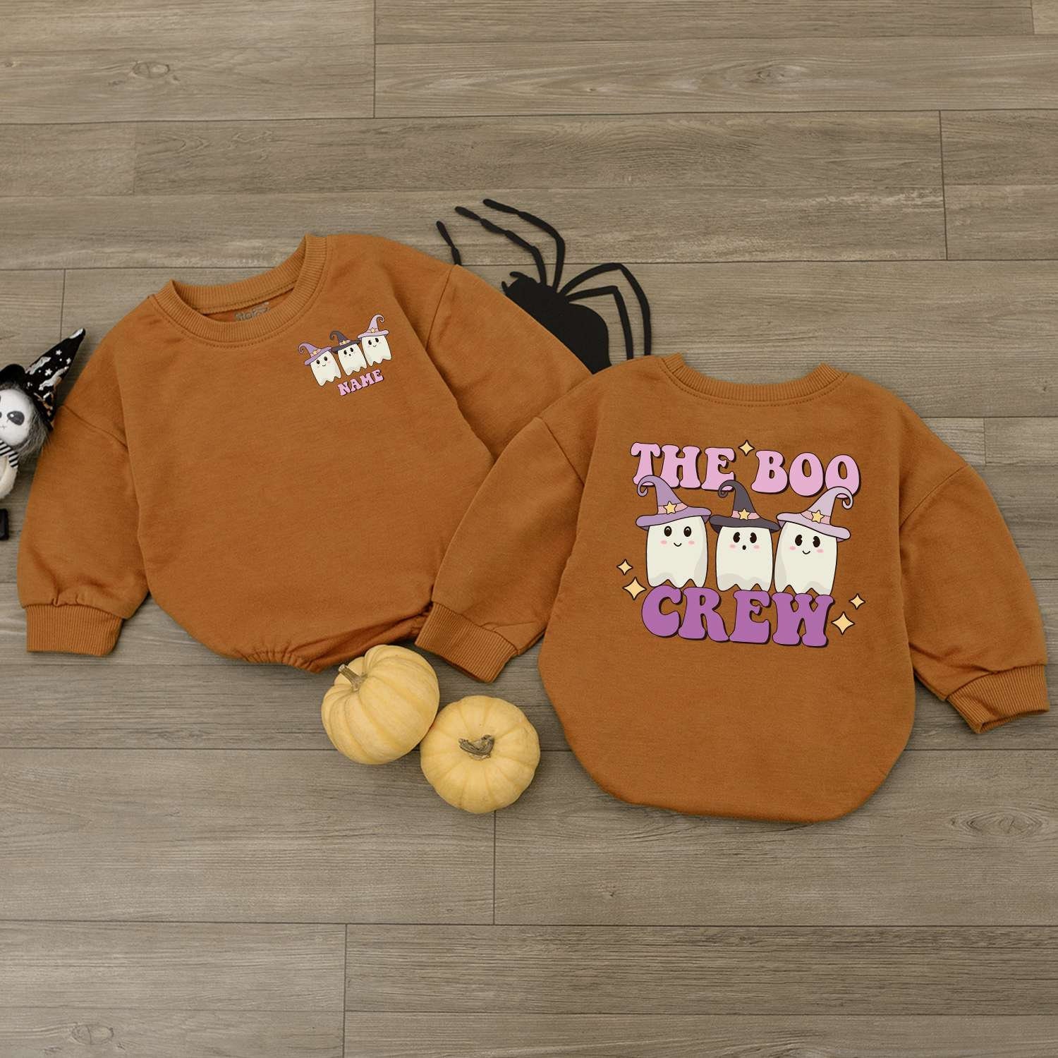 Personalized Halloween Baby Romper Matching Family Shirt Boo Crew Outfit Pumpkin Season image 2