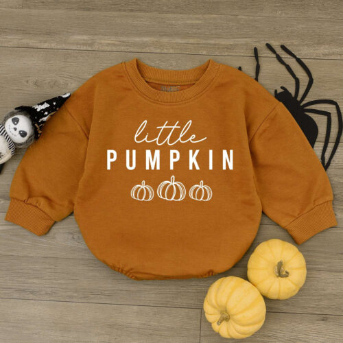 Little Pumpkin Baby Bubble Romper Personalized 1st Bodysuit Fall Newborn Outfit image 0