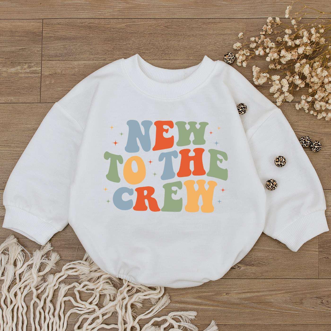 New To The Crew Baby Romper Newborn Unisex Bodysuit Baby Shower Gift 1st Birthday Outfit image 2