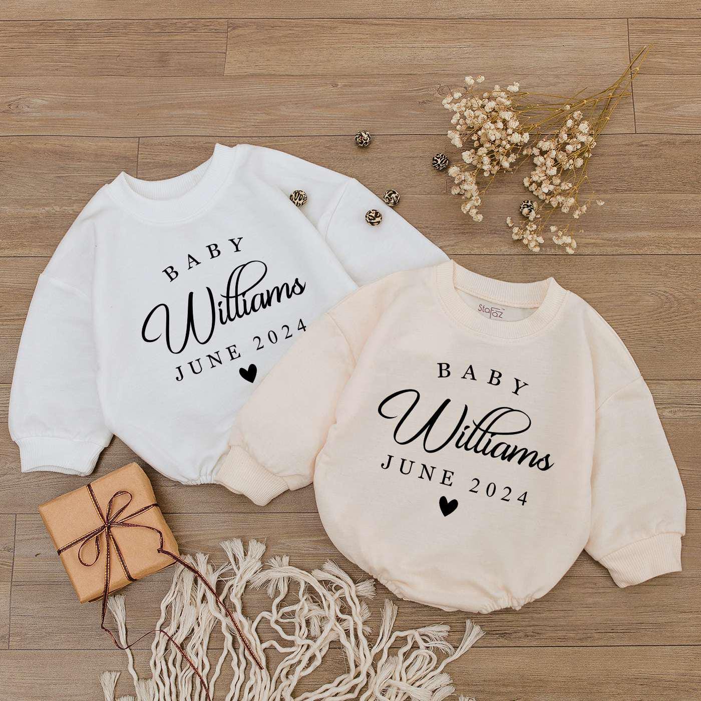 Custom Pregnancy Announcement Bodysuit Personalized Surname New Baby Reveal Shirt Homegrown Outfit image 2