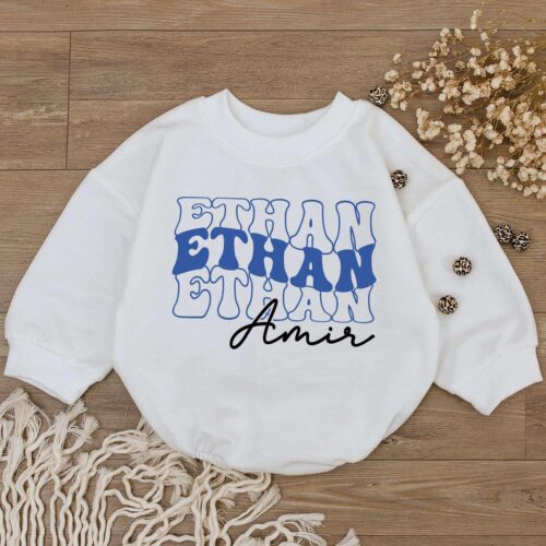 Personalized Baby Long Sleeve Romper Custom Going Home Outfit for Boys/Girls Newborn Gift image 0