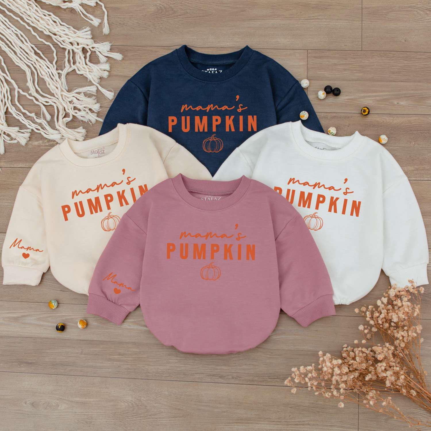 Mama's Pumpkin Baby Bubble Romper Personalized First Bodysuit Cute Newborn Outfit Kids Clothes image 1