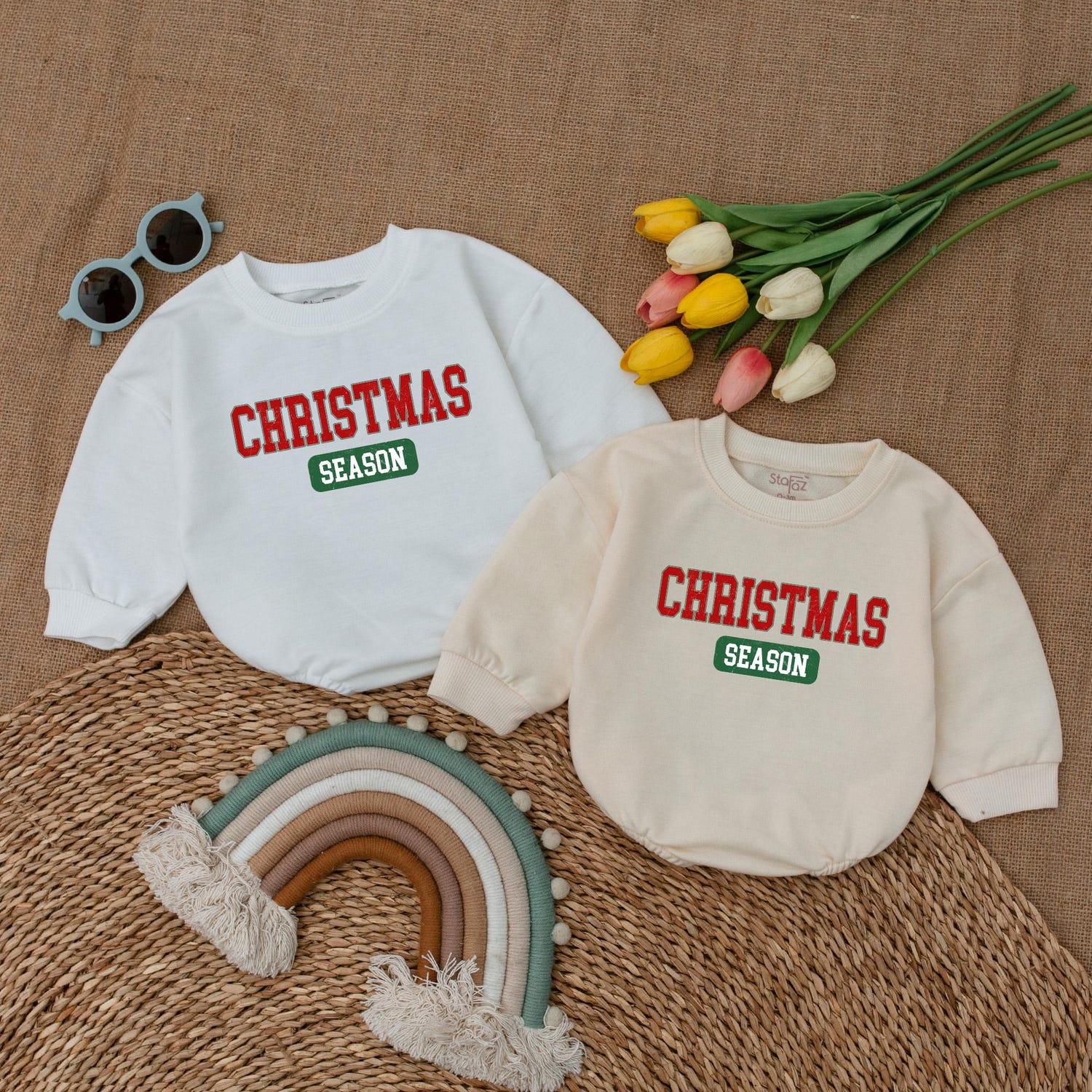 Retro Christmas Baby Romper Bodysuit My First Christmas Outfit Baby Xmas Clothes image 4