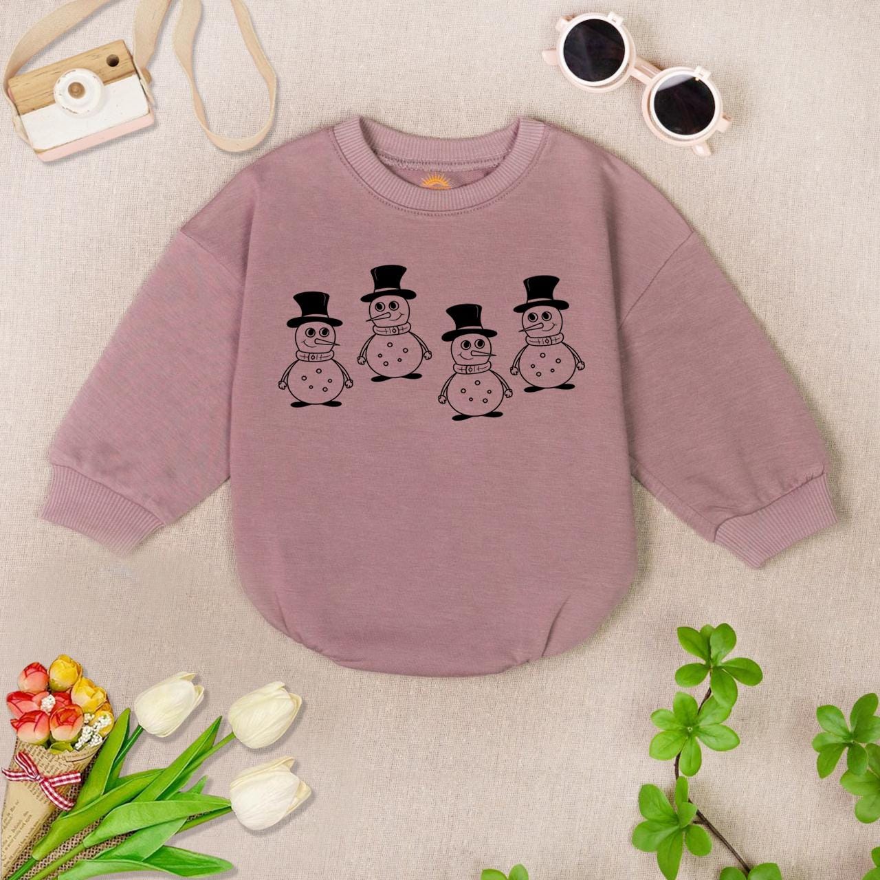 Snowman Christmas Baby Romper Bodysuit First Xmas Outfit Cute Holiday Baby Clothing image 5