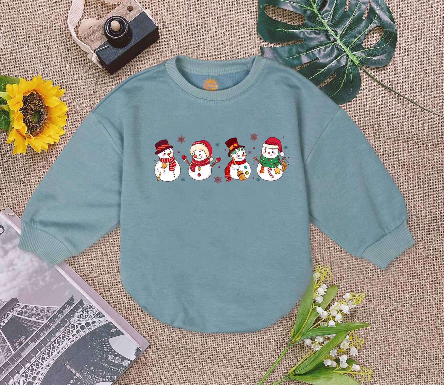 Snowman Christmas Baby Romper Winter Bodysuit for Baby's First Christmas Gift image 5