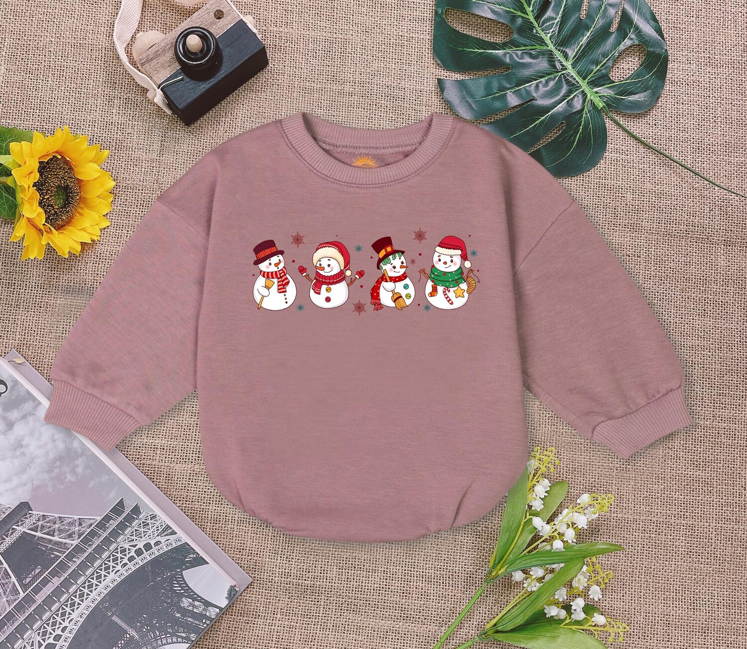 Snowman Christmas Baby Romper Winter Bodysuit for Baby's First Christmas Gift image 6