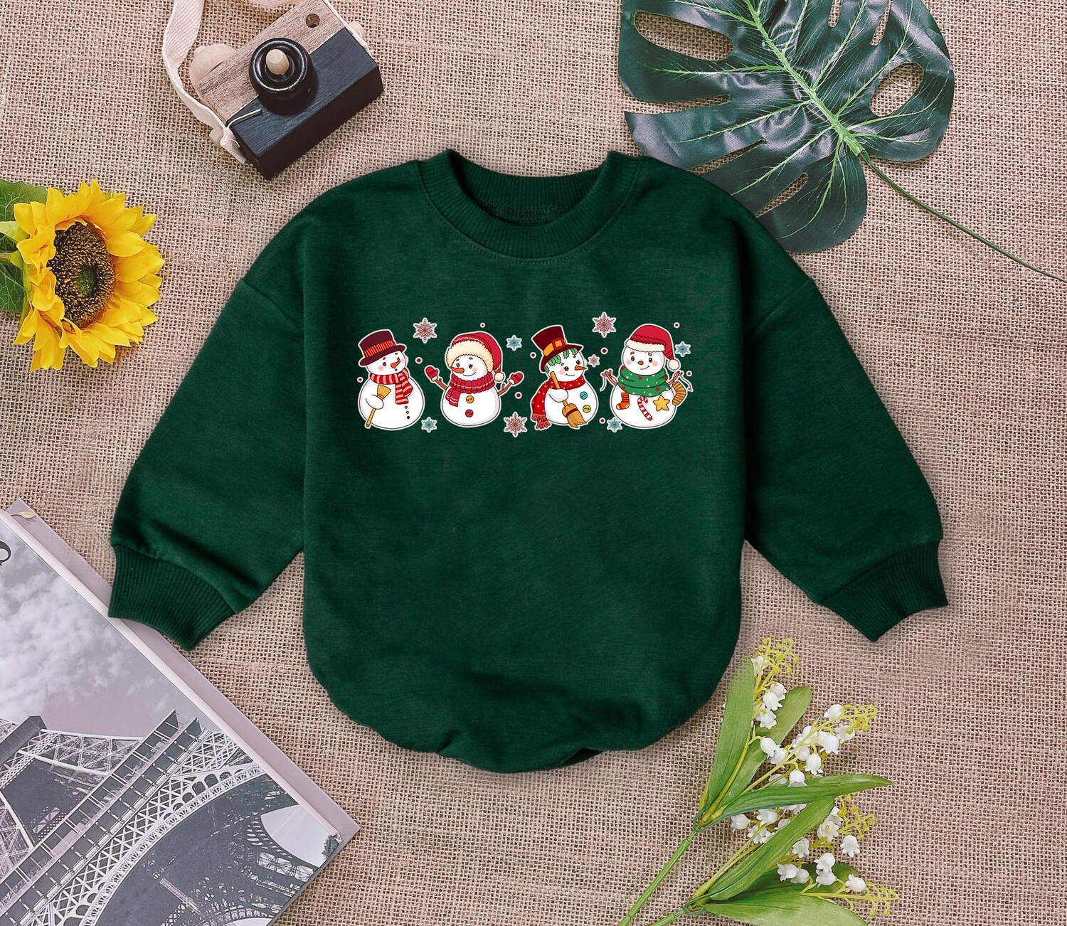 Snowman Christmas Baby Romper Winter Bodysuit for Baby's First Christmas Gift image 4