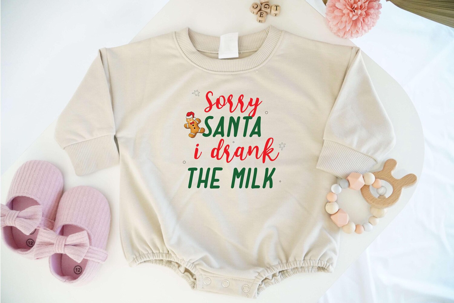 Sorry Santa I Drank The Milk Baby Bodysuit First Christmas Outfit Holiday Baby Onesie image 1