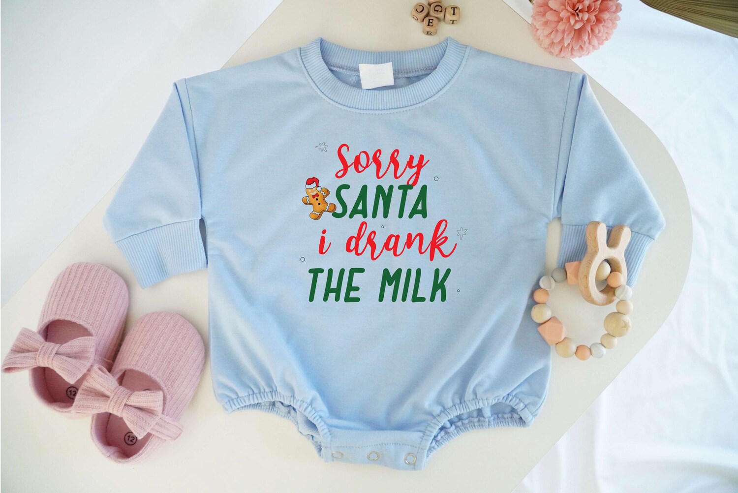 Sorry Santa I Drank The Milk Baby Bodysuit First Christmas Outfit Holiday Baby Onesie image 3