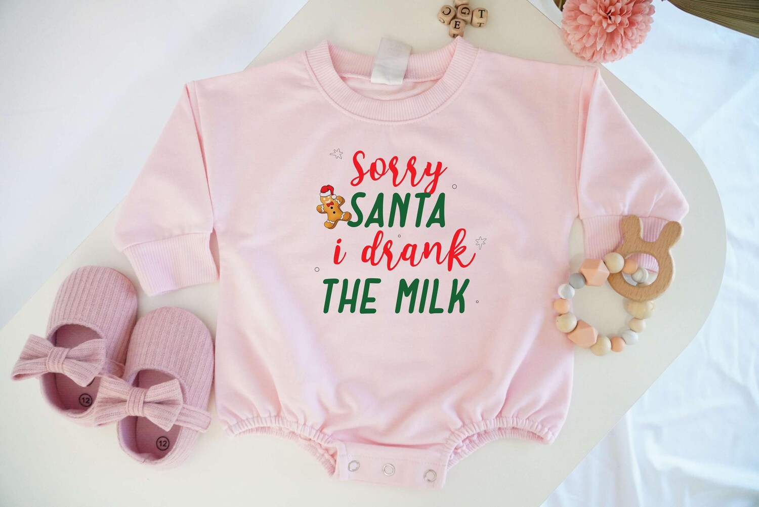 Sorry Santa I Drank The Milk Baby Bodysuit First Christmas Outfit Holiday Baby Onesie image 2