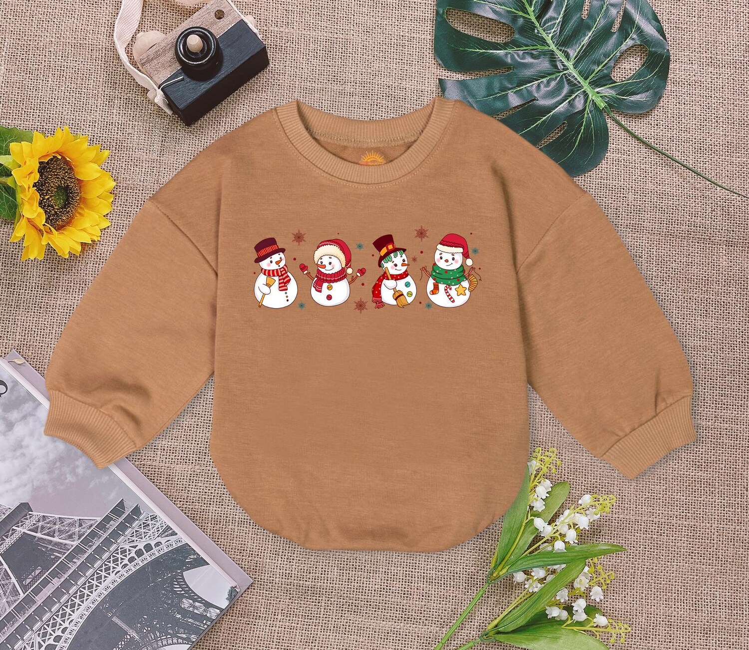 Snowman Christmas Baby Romper Winter Bodysuit for Baby's First Christmas Gift image 2