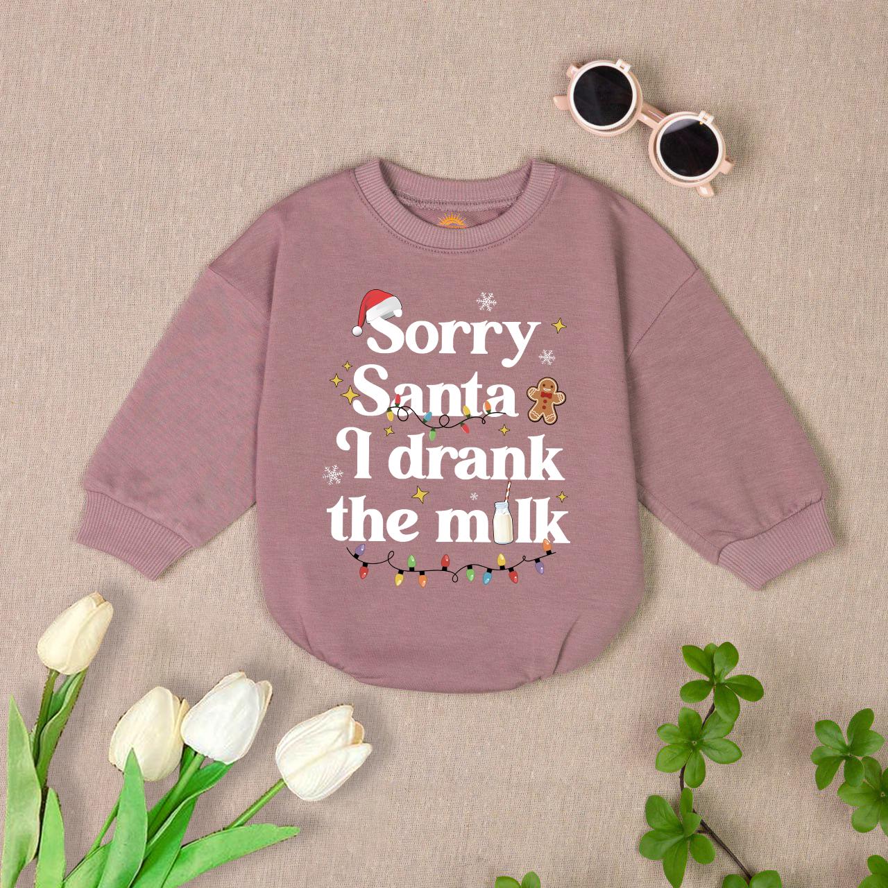 Sorry Santa I Drank The Milk Baby Romper Christmas Baby Outfit Holiday Baby Bodysuit Gift image 5