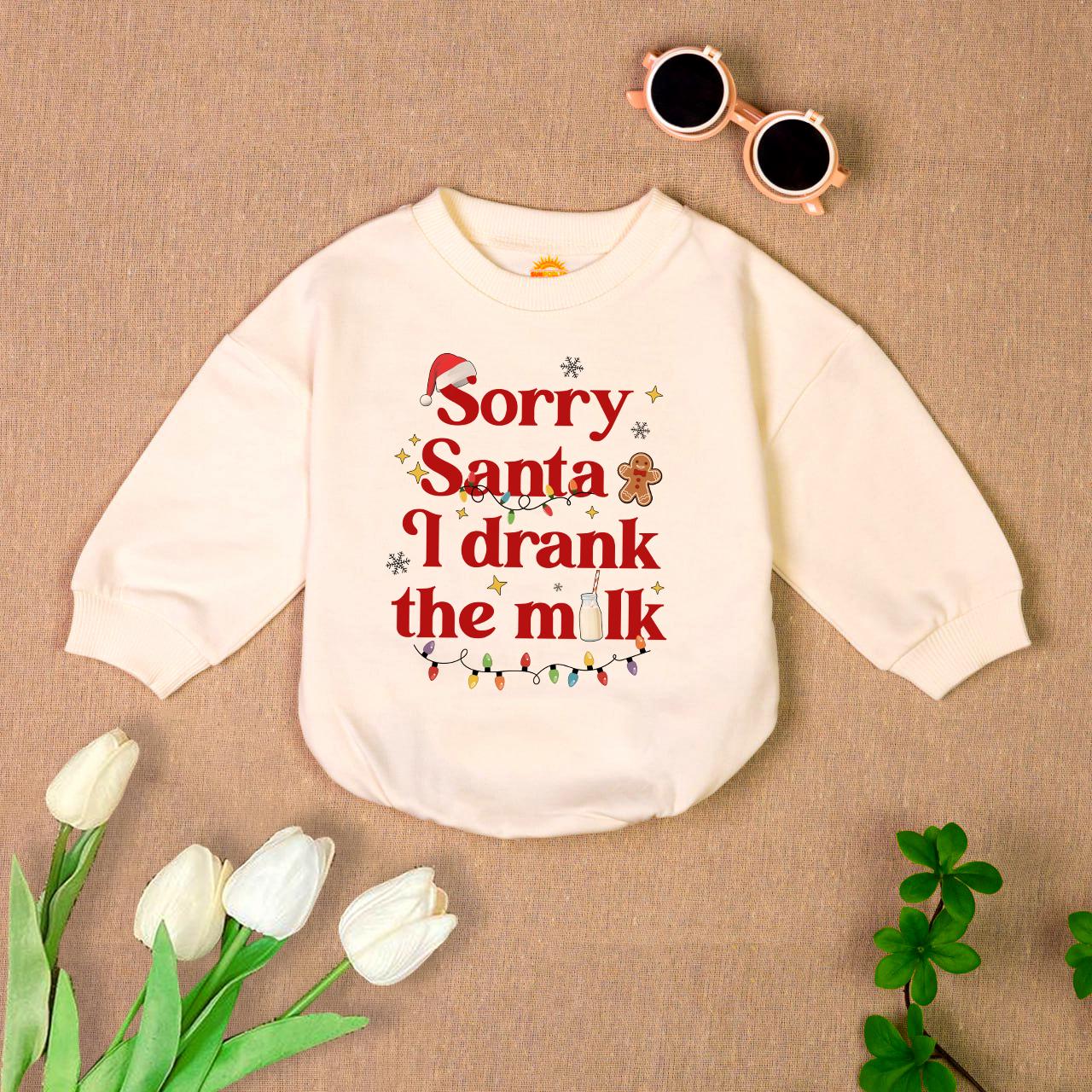 Sorry Santa I Drank The Milk Baby Romper Christmas Baby Outfit Holiday Baby Bodysuit Gift image 1