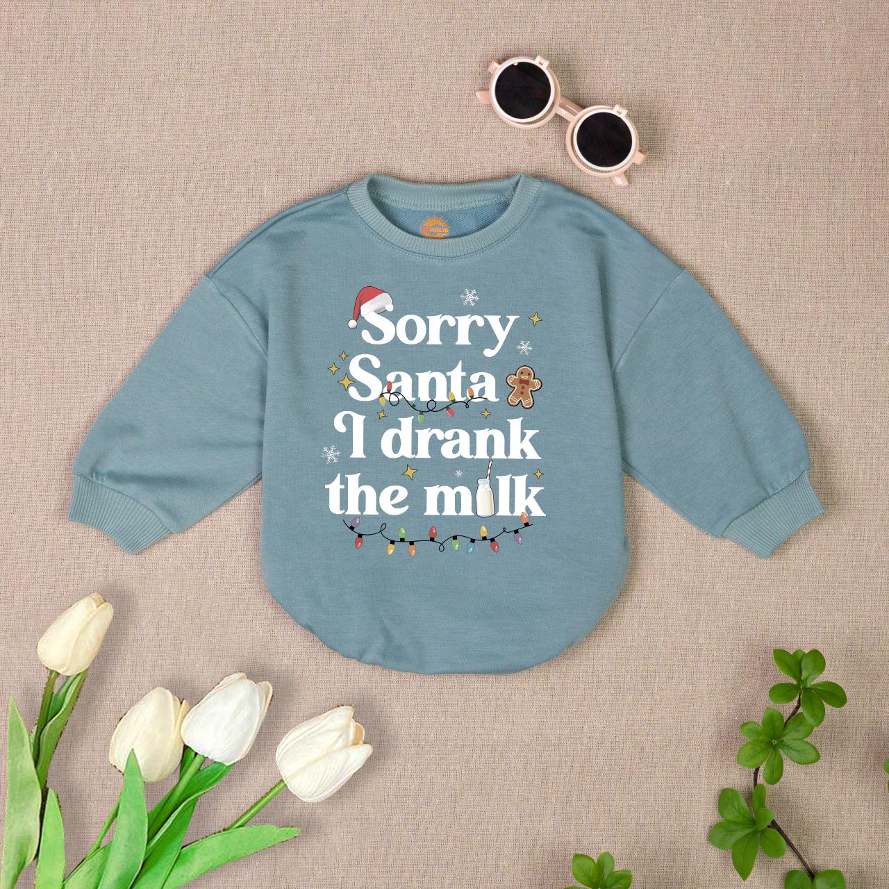 Sorry Santa I Drank The Milk Baby Romper Christmas Baby Outfit Holiday Baby Bodysuit Gift image 2